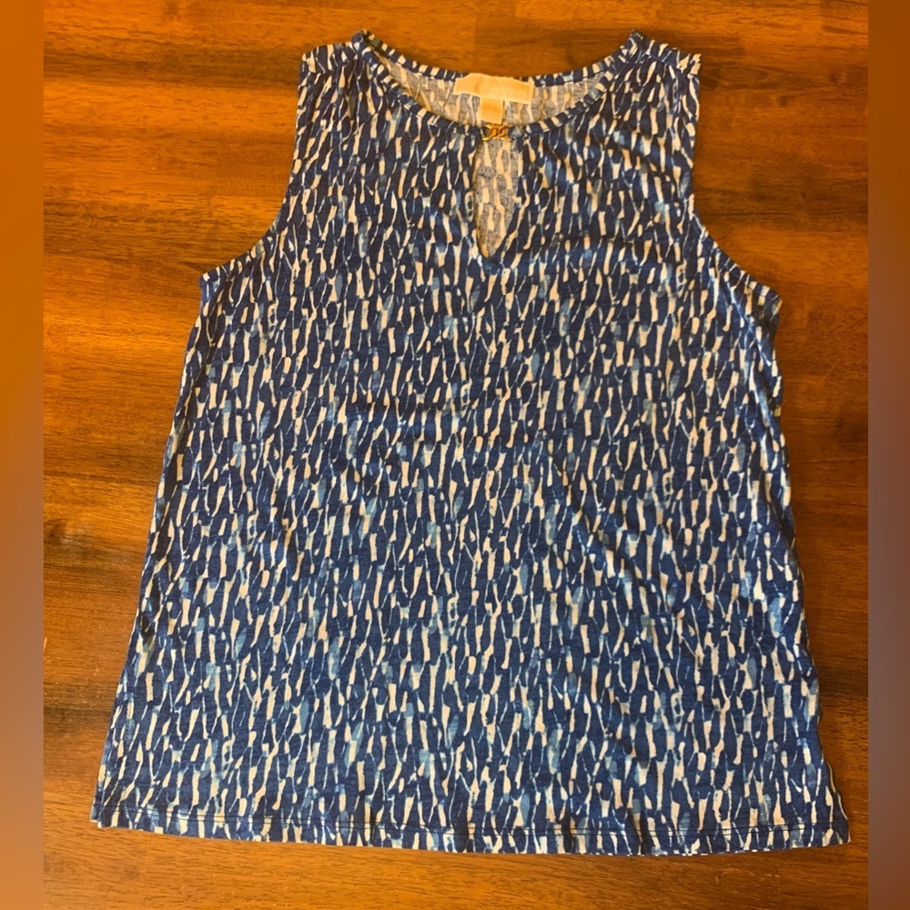 Michael Kors Top Size Small blue and white tank. Gold Embellishment